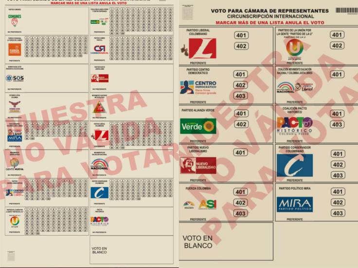 Así quedaron los tarjetones electorales para las elecciones al Congreso