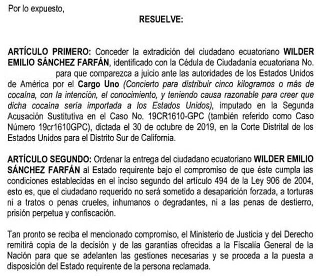 Presidente Petro firmó extradición de Wilder Emilio Sánchez, alias ‘Gato Farfán’