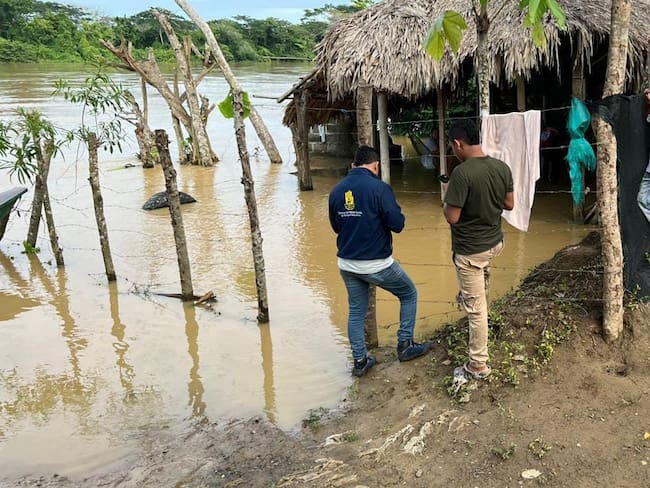 Cerca de 35 familias están afectadas por desbordamientos del río Sinú en zona rural. Foto: prensa Alcaldía de Montería.