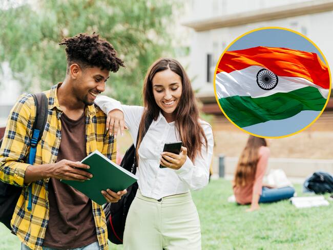 Estudiantes y bandera de India | Fotos: GettyImages