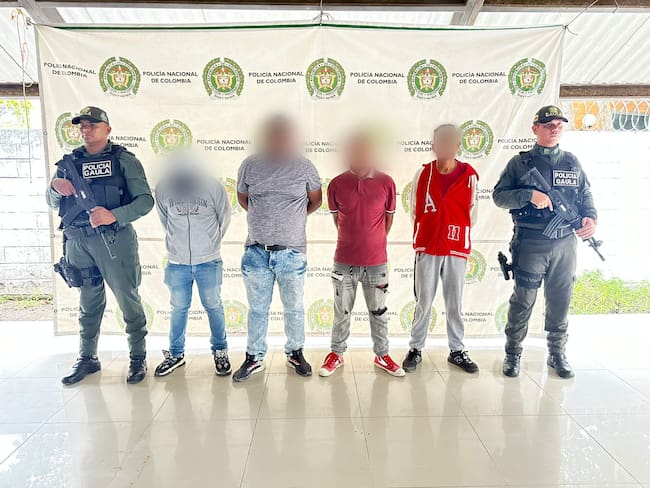 Cuatro de los nueve capturados. Foto: prensa Alcaldía de Montería.