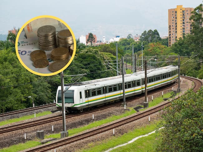 Metro de Medellín con monedas y billetes colombianos (GettyImages)