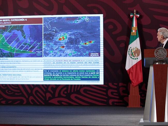 México despliega más de 8.500 soldados y funcionarios ante el azote del huracán Beryl. EFE/Presidencia de México