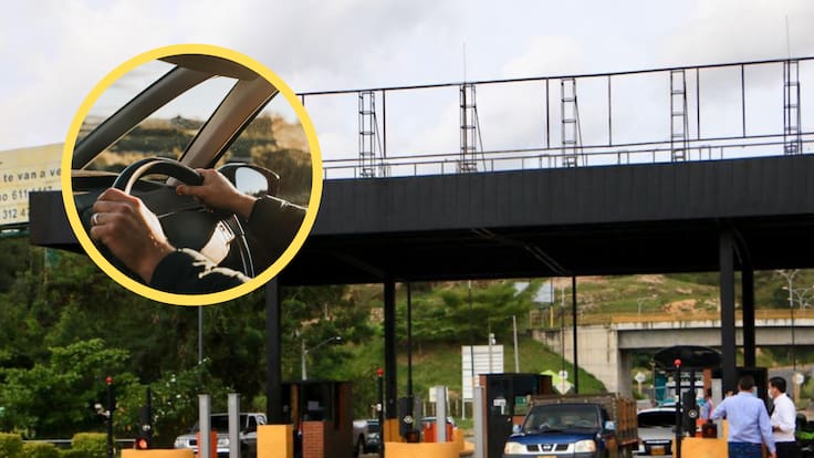 Peaje Lebrija, Santander y encima imagen de una persona conduciendo (IDESAN / GettyImages)