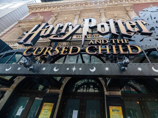 NEW YORK, NEW YORK - JUNE 08:A view outside &#039;Harry Potter and the Cursed Child&#039; play at the Lyric Theatre in Times Square on June 08, 2021 in New York City. On May 19, all pandemic restrictions, including mask mandates, social distancing guidelines, venue capacities and curfews were lifted by New York Governor Andrew Cuomo.  (Photo by Noam Galai/Getty Images)