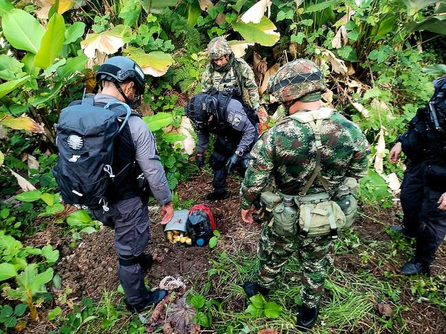 250 minas antipersonal fueron instaladas por disidencias en Tumaco, Nariño. Foto: cortesía Fuerzas Militares.