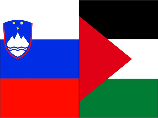 Banderas de Eslovenia y Palestina. Foto: Getty Images