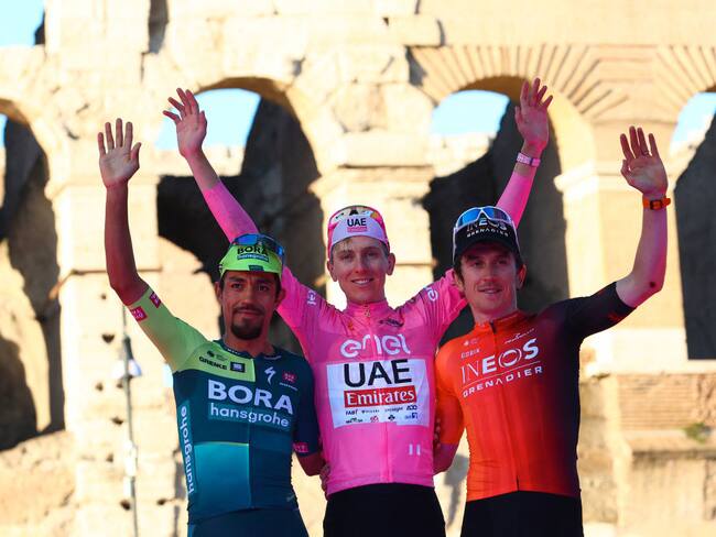 Podio Giro de Italia 2024. Foto: LUCA BETTINI/AFP via Getty Images