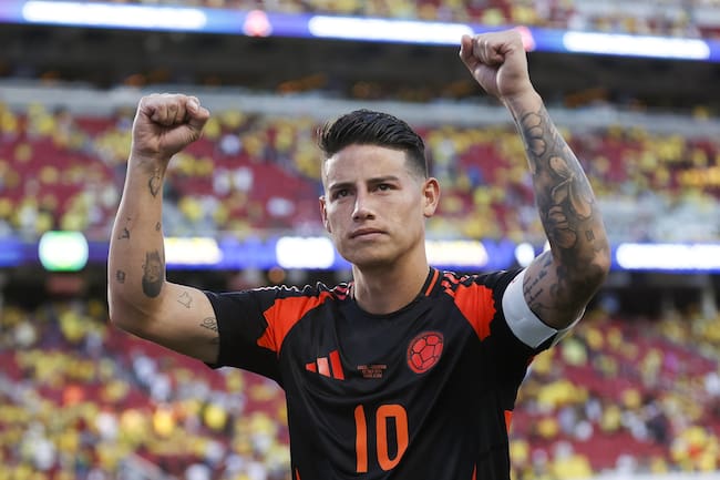 Santa Clara (United States), 02/07/2024.- Colombia midfielder James Rodriguez walks off the field at the end of the CONMEBOL Copa America 2024 group D soccer match between Brazil and Colombia, in Santa Clara, California, USA, 02 July 2024. (Brasil) EFE/EPA/JOHN G. MABANGLO